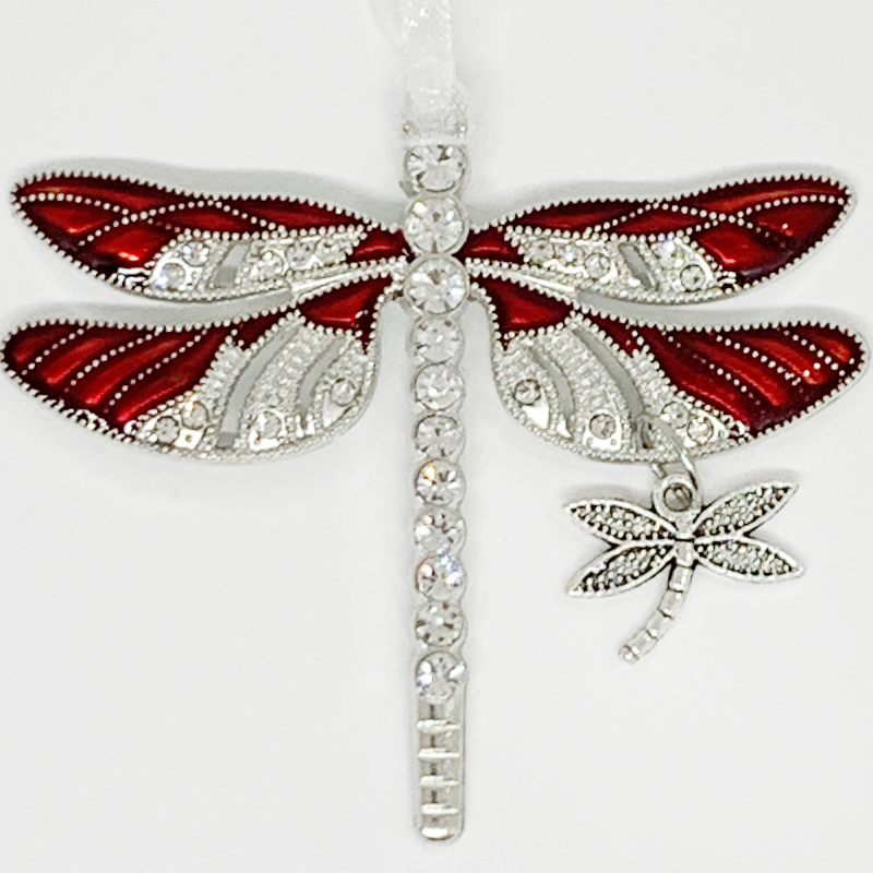 Red Dragonfly with Baby Dragonfly Charm Keepsake Pendant