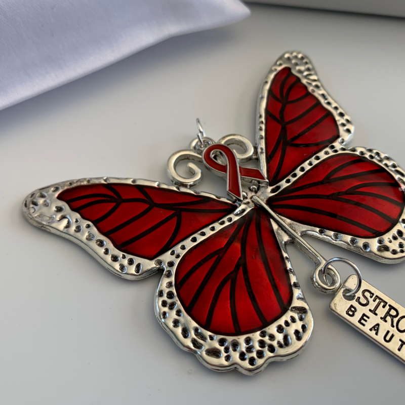 Red Butterfly Awareness Pendant