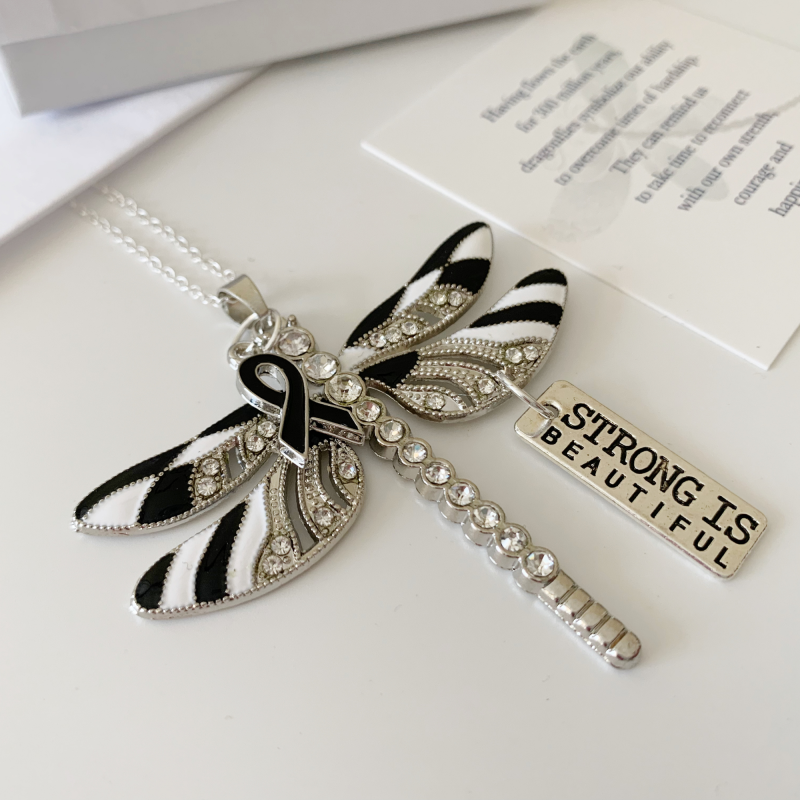 Zebra Dragonfly Strong is Beautiful Pendant